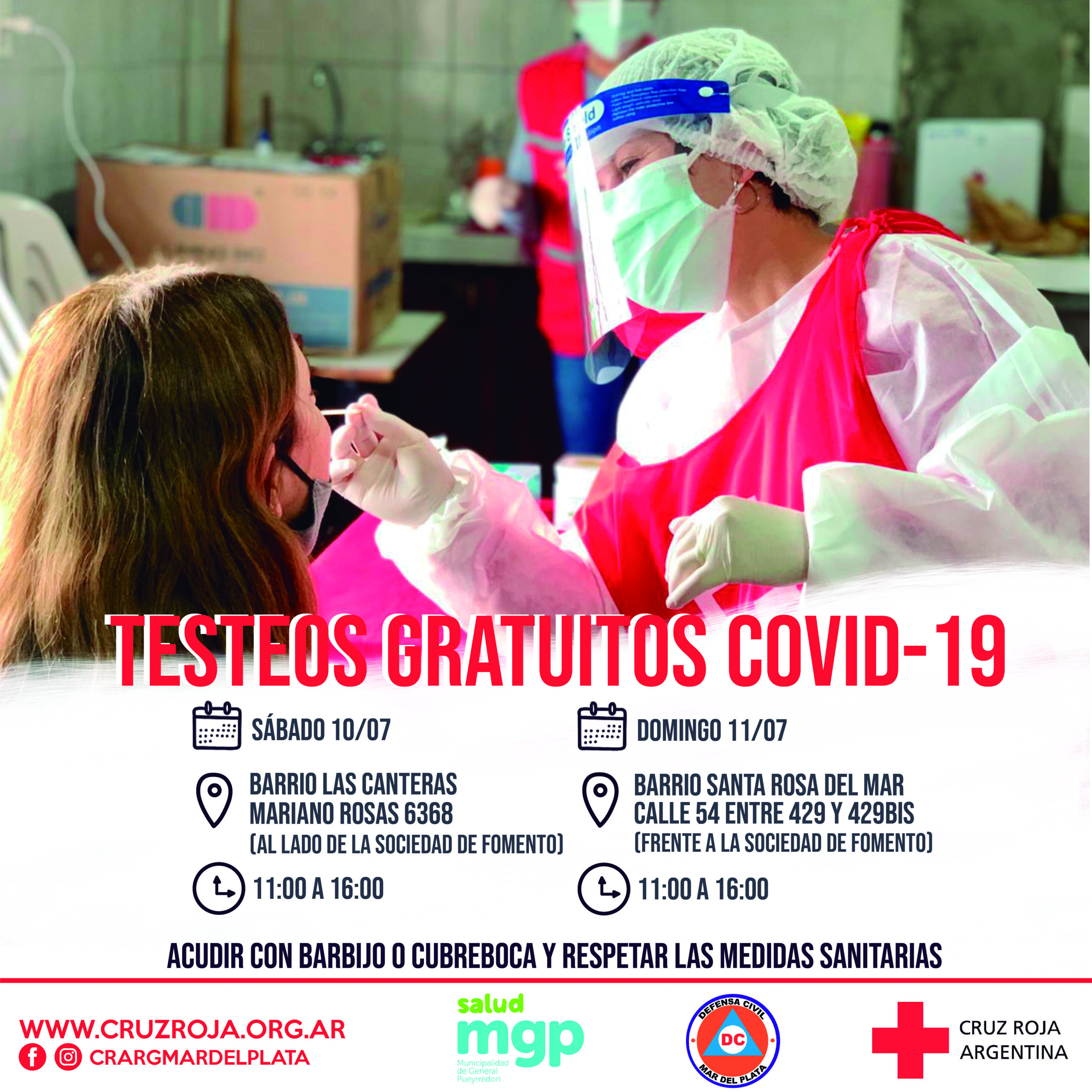 Cruz Roja Mar del Plata realizará jornadas gratuitas de testeos durante el fin de semana