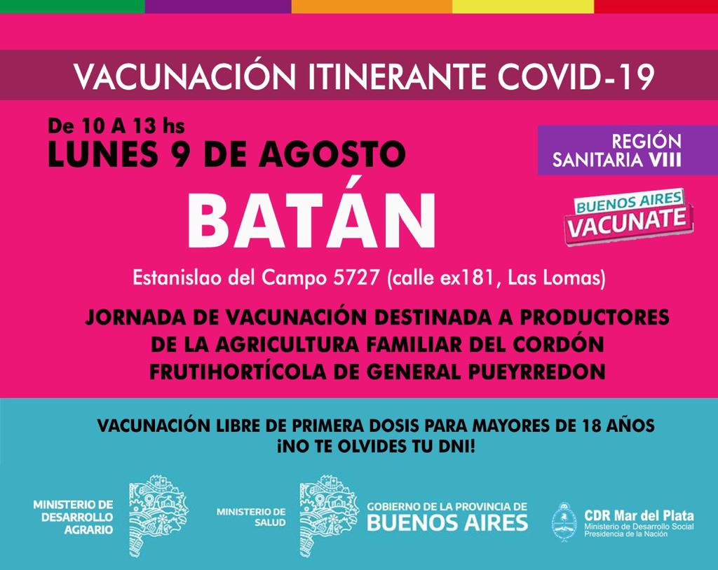 Las postas itinerantes de vacunación covid llegarán a Batán, Sierra de los Padres y al predio de residuos