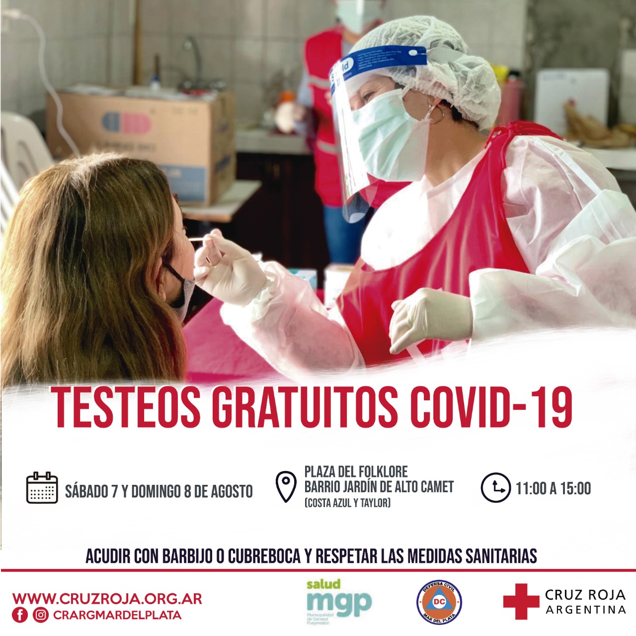 Nueva jornada gratuita de testeos Covid-19 de la Cruz Roja