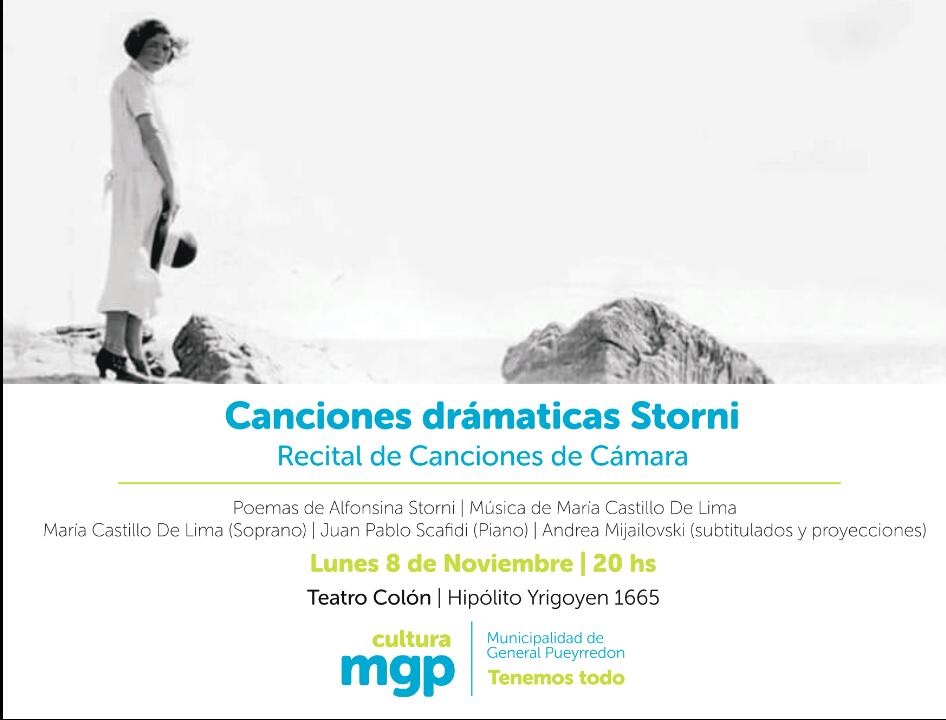 María Castillo de Lima propone “Canciones dramáticas Storni” en el Colón
