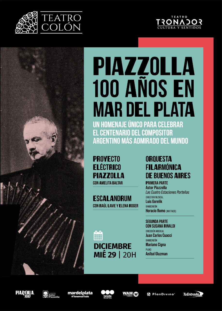 “Piazzolla 100”: comenzó la venta de entradas en el Teatro Tronador