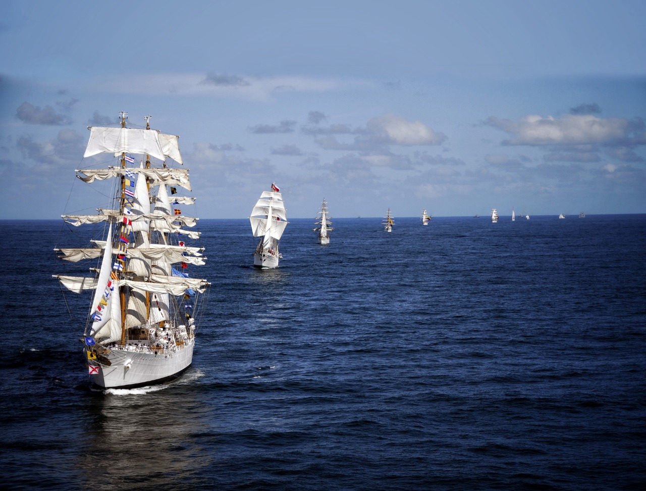 La fragata “Libertad” y una decena de grandes veleros desfilan frente a Mar del Plata