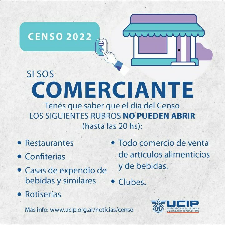 Censo 2022: la UCIP aclara la situación de los comercios ese día