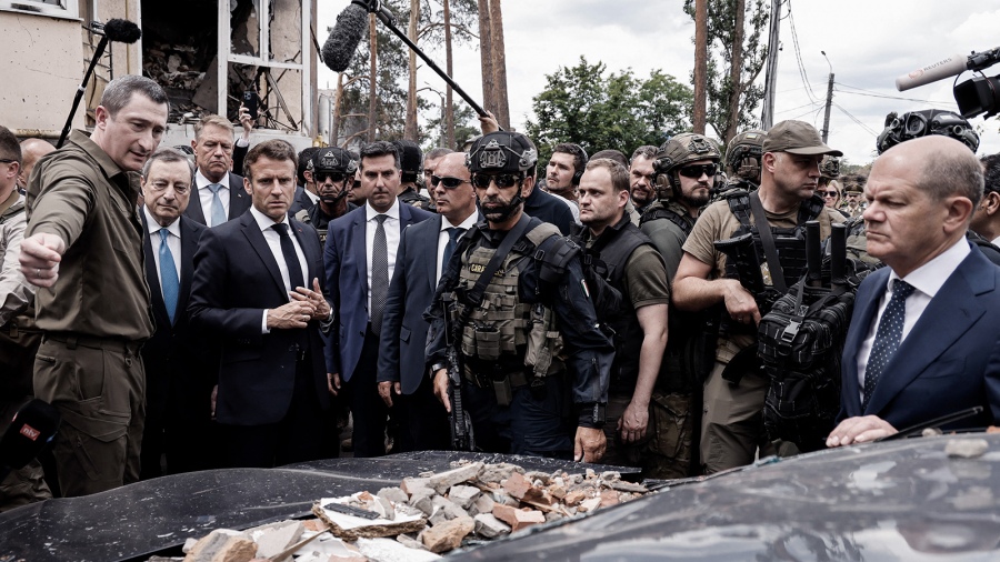 Líderes europeos llegaron a Ucrania y visitaron ciudad devastada Iripin