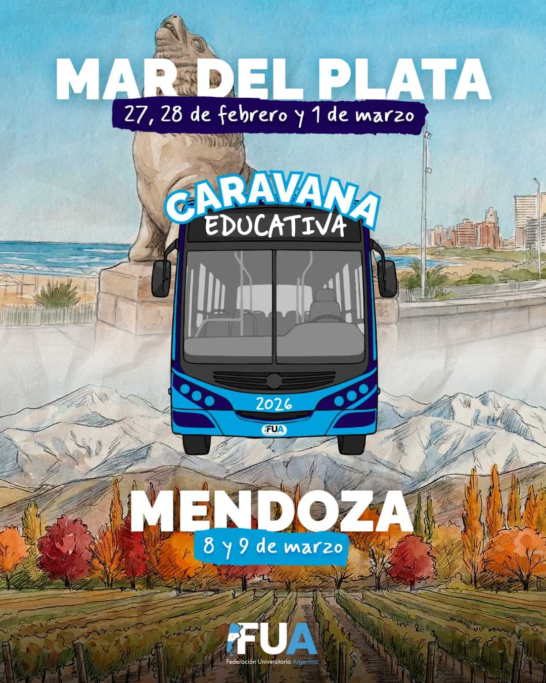 La FUA lanza la Caravana Educativa en Mar del Plata y Mendoza en defensa de la universidad pública