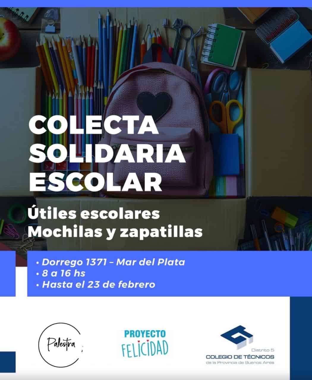 Colegio de Técnicos impulsa una campaña solidaria para el inicio del ciclo lectivo