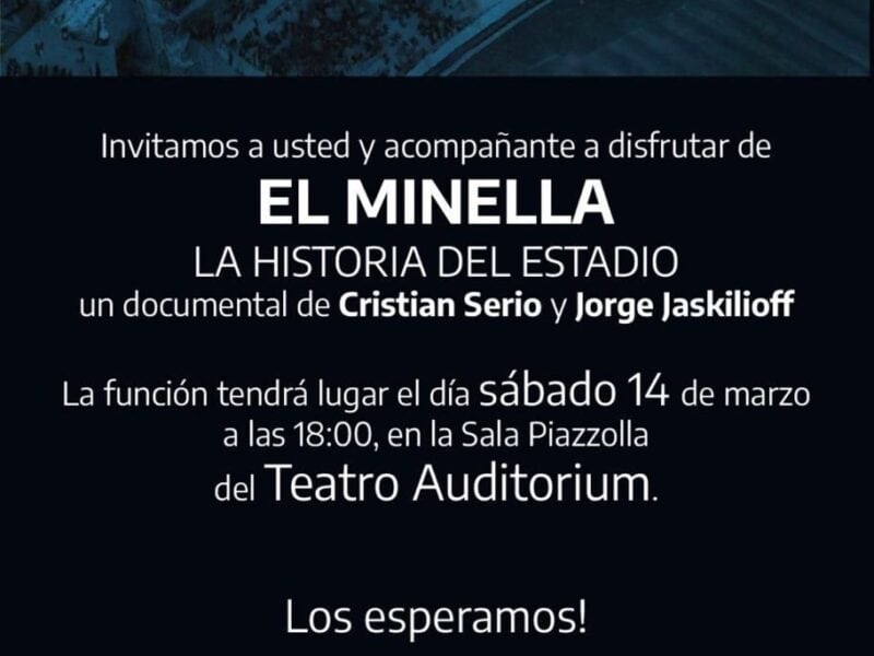 Llega a la Sala Piazzolla del Teatro Auditorium «EL MINELLA, la historia del estadio»
