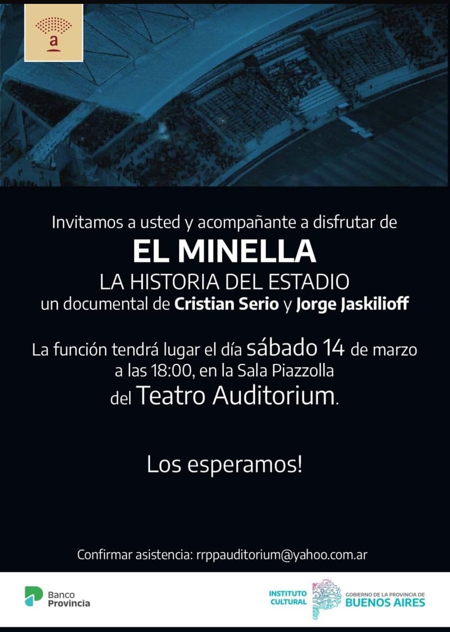 Llega a la Sala Piazzolla del Teatro Auditorium «EL MINELLA, la historia del estadio»